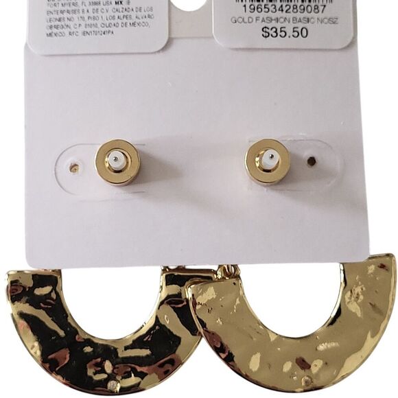 NEW Chico's Mother of Pearl Earrings White & Gold Trim Semi Circles 1.5 in drop - Picture 8 of 10